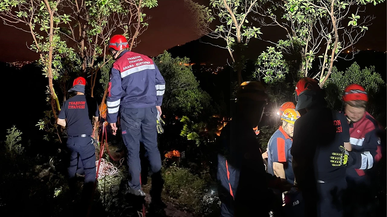 Trabzon'da sarp yamaçta mahsur kalan şahıs kurtarıldı