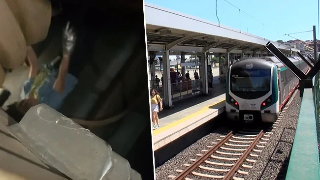 Marmaray'da korku dolu anlar: Raylara oturan yolcu trenin altında sıkıştı