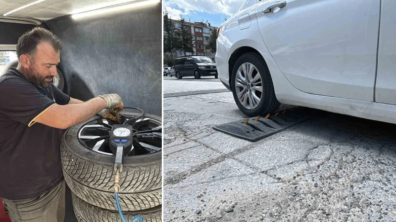 Sürücüler ‘alışkanlık' kurbanı oldu: Market otoparkında ilginç manzara, onlarca aracın lastiği patladı