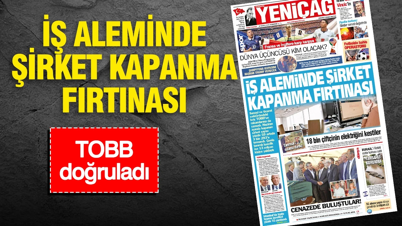 Yeniçağ Gazetesi: 'İŞ ALEMİNDE ŞİRKET KAPANMA FURYASI'