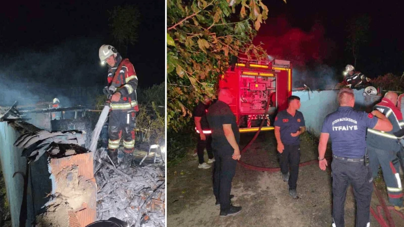 Odunlukta çıkan yangın eve sıçradı