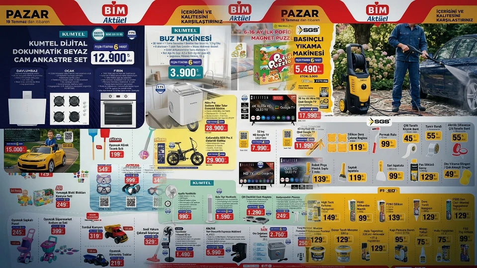 17-19 Temmuz BİM aktüel kataloğu! Buz makinesi, elektrikli bisiklet, Google TV ve cam ankastre set geliyor