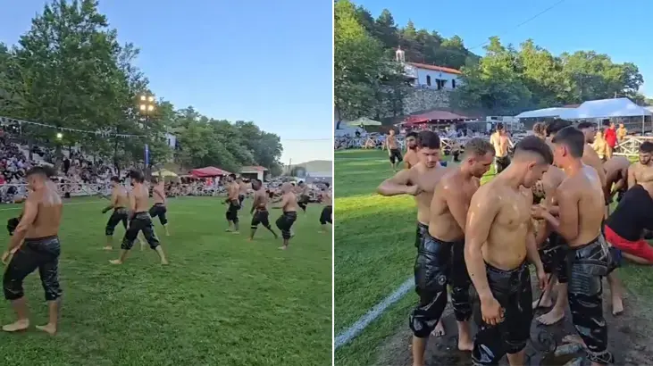Caciki, baklavaki şimdi de pehlivanidis! Görüntüler Yunanistan'dan...