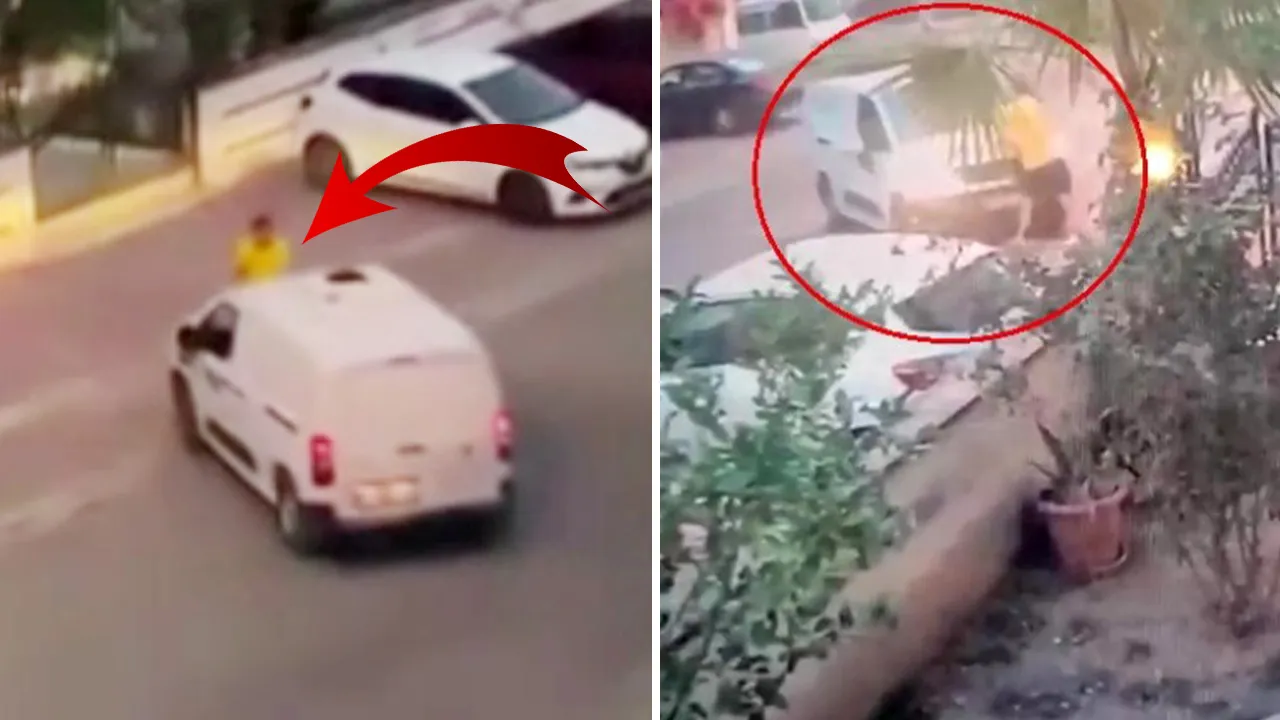 Tartıştığı adamın üzerine araba sürüp kapıya sıkıştırdı! Kan donduran anlar