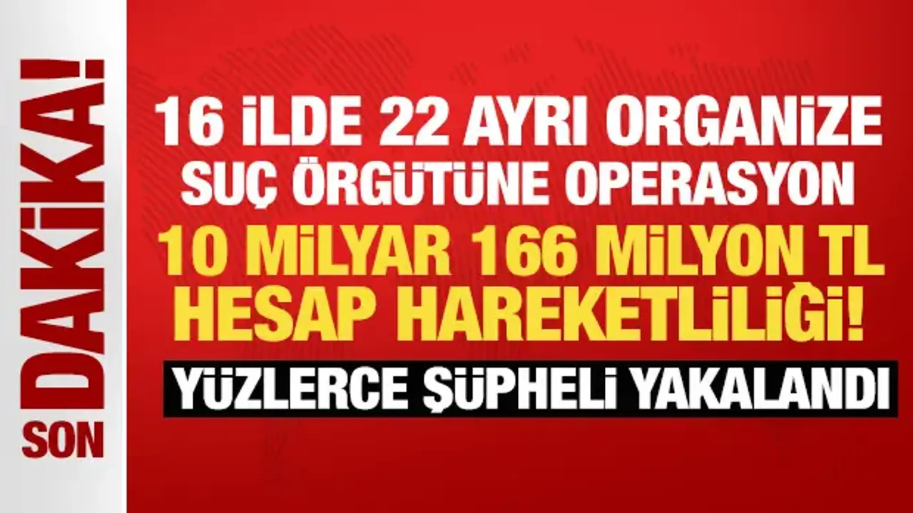 16 ilde 22 ayrı organize suç örgütüne operasyon: 228 gözaltı