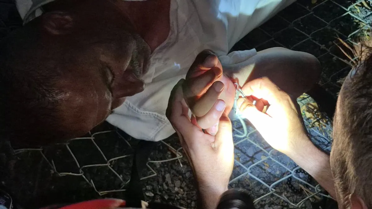 Alkollü çıktığı tel örgü devrilince bileği sıkıştı