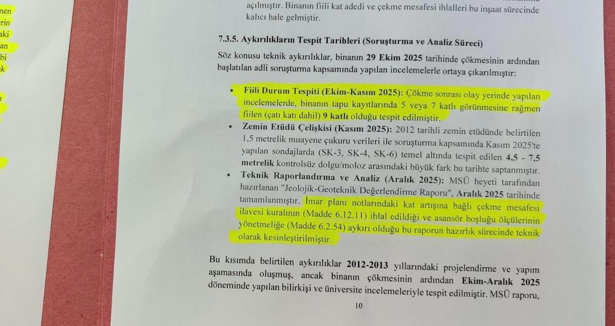 Gebze’deki çöken bina ile ilgili nihai rapor savcılığa sunuldu