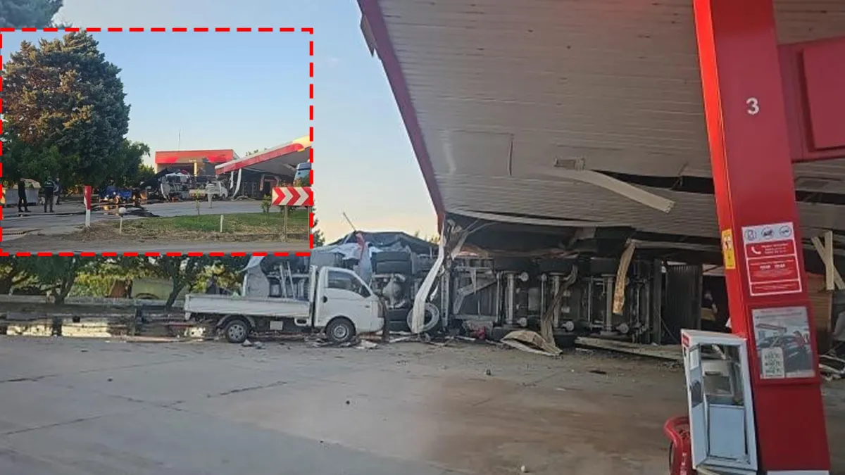 Bursa'da faciadan dönüldü! Kömür yüklü TIR akaryakıt istasyonuna daldı: 1 ölü