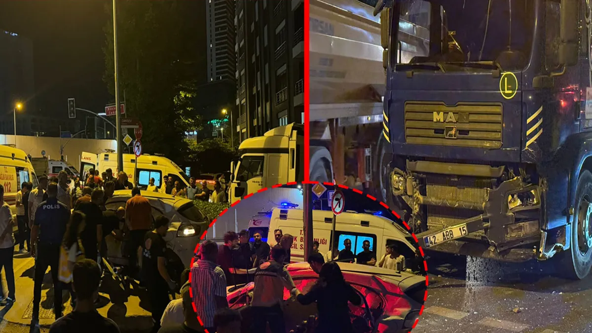 Ümraniye'de feci kaza! Hafriyat kamyonu ile otomobil çarpıştı: 1'i ağır 4 yaralı