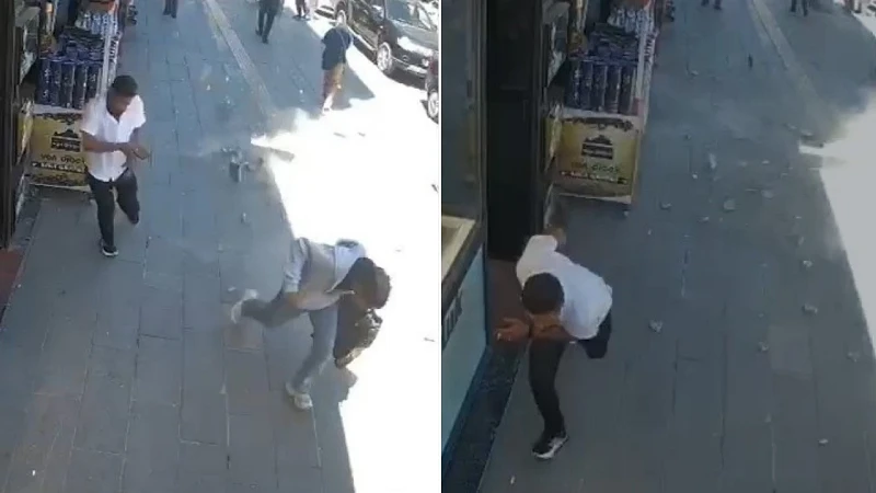 Binadan beton parçaları koptu: Caddede yürüyenler son anda kurtuldu
