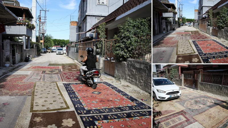 Mahallelinin toz isyanı: Yapılmayan yola halı serdiler