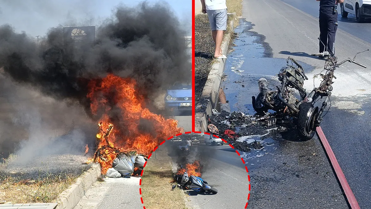 Antalya’da korkunç yangın! Motosiklet alev topuna döndü: Yardım çığlıklarına hiçbir sürücü karşılık vermedi!