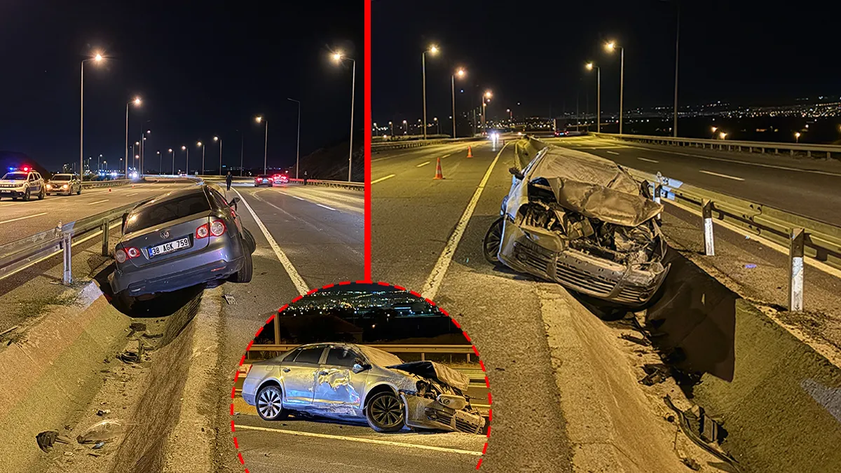 Kayseri’de feci kaza! Otomobile arkadan çarpıp refüje saplandı: Yaralı var!