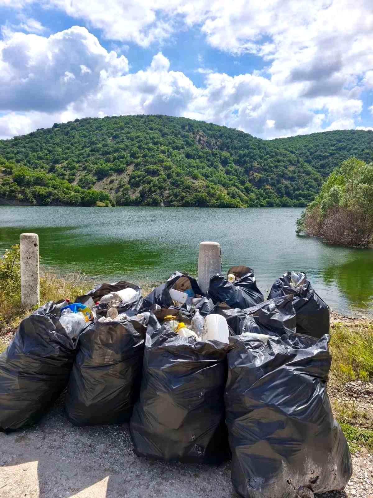 Göleti el birliğiyle temizlediler