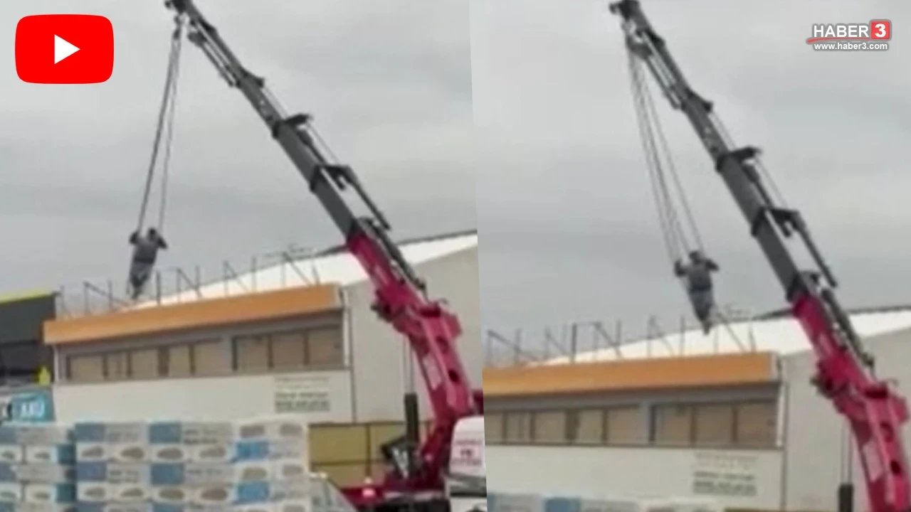Ankara'da yürekleri ağza getiren olay: Dev vinçte salıncak gibi sallandı