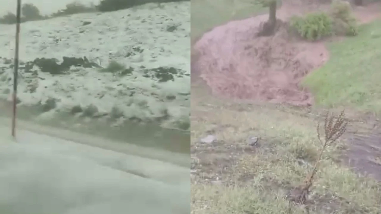 Tokat’ta dolu yağışı yolları beyaza bürüdü