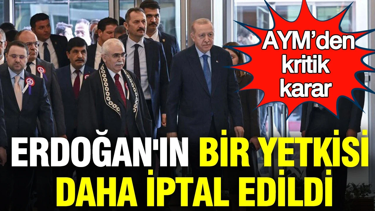AYM'den kritik karar: Erdoğan'ın bir yetkisi daha iptal edildi