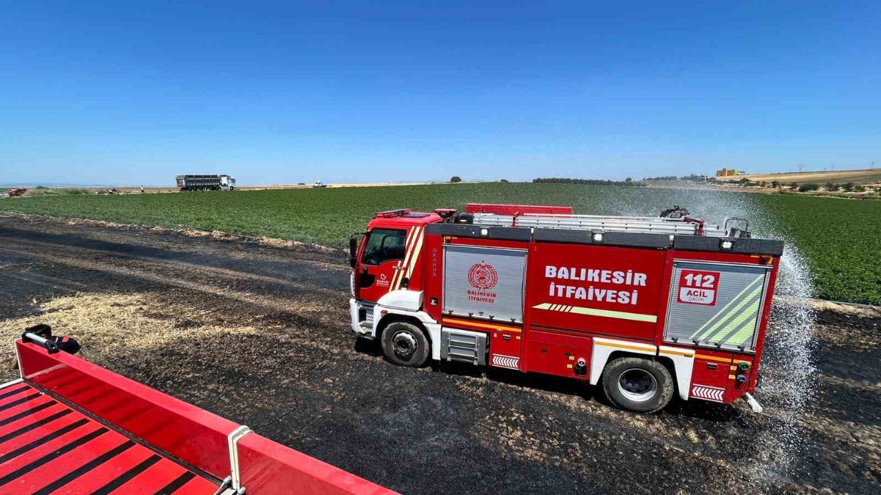 Bandırma’da anız ve ekili alanda yangın