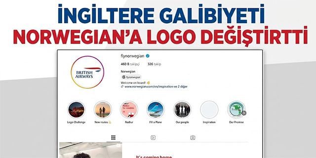 İngiltere Galibiyeti Norwegian'a Logo Değiştirtti