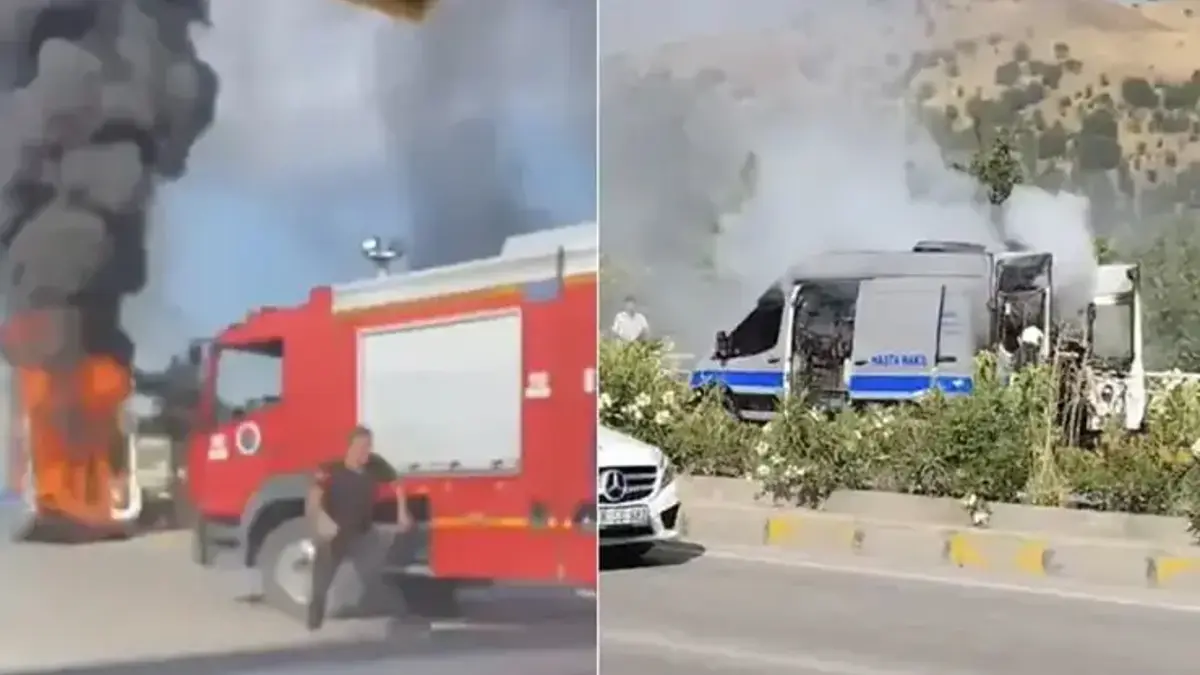 Yolun ortasında can pazarı! Hasta nakil aracı alev aldı: Şoförün dikkati hayat kurtardı