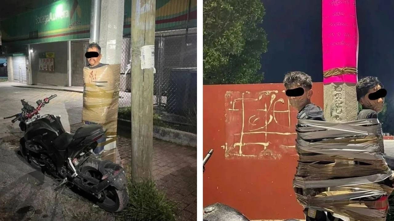 Şehirde gece avı! Maskeli intikamcı hırsızları direklere bağlayıp ifşa etti