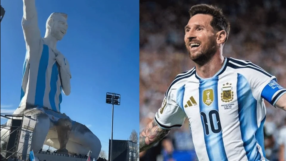 Lionel Messi'nin 26 metrelik heykeli açıldı
