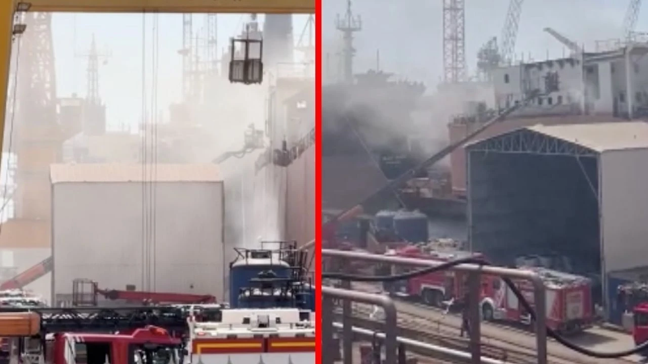 Tuzla'da tersanede korkutan yangın! Çok sayıda ekip sevk edildi