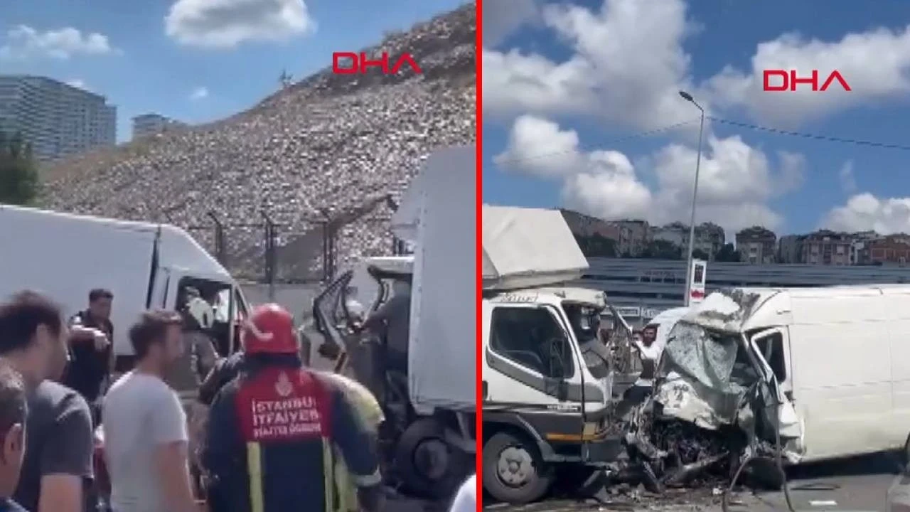 Bağcılar'da seyir halindeki kamyon ile minibüs çarpıştı