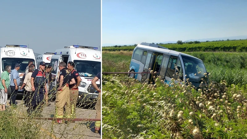 Manisa’da minibüs kazası: Kontrolden çıkan araç şarampole uçtu