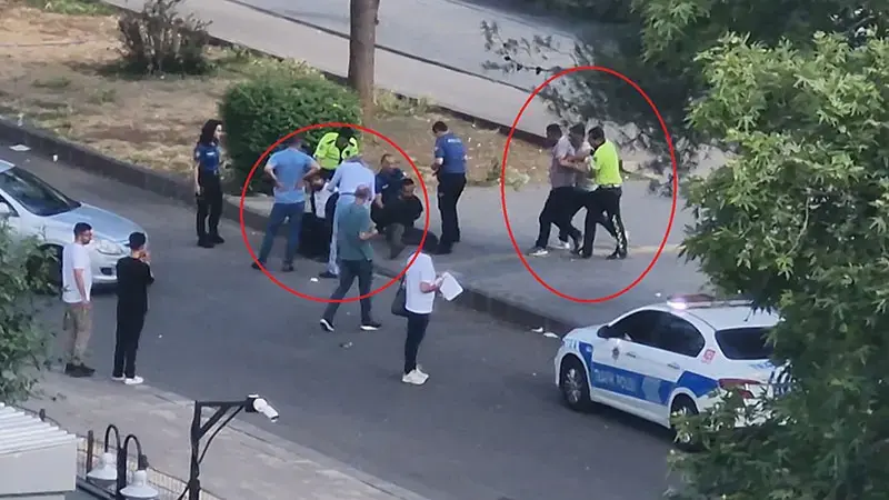 Adliye binasını görüntüleyen kişiler kendilerini uyaran polise saldırdı: 4 gözaltı