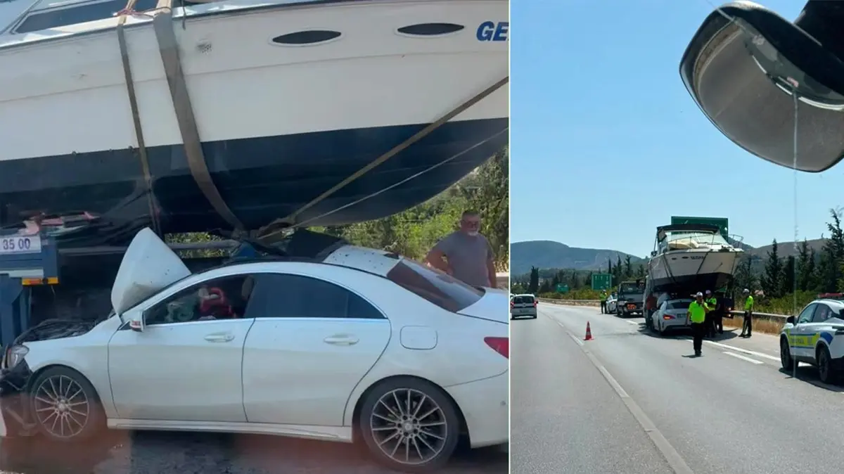 Görenler gözlerine inanamadı: Otomobil tekneye çarptı