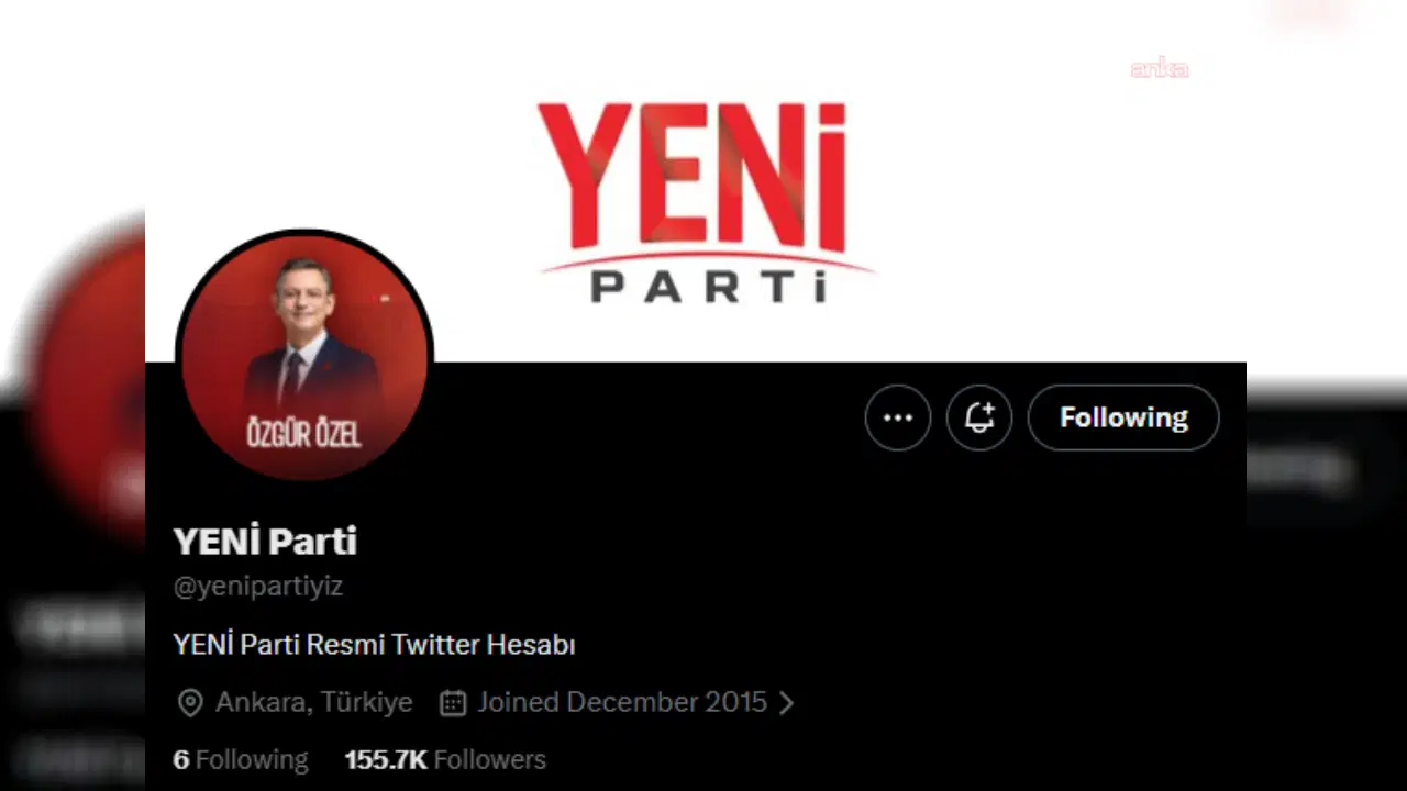 YENİ Parti'nin resmi X hesabı duyuruldu