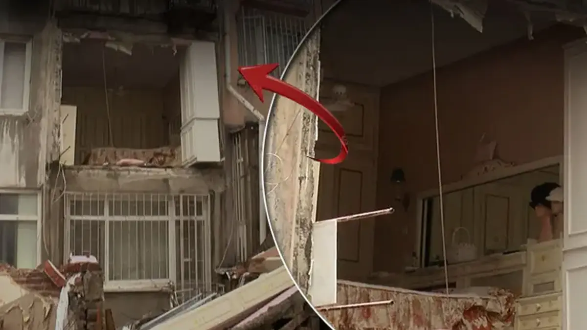 Şişli'de şoke eden olay! Bina duvarı gürültüyle çöktü: 'Deprem oldu zannettik'