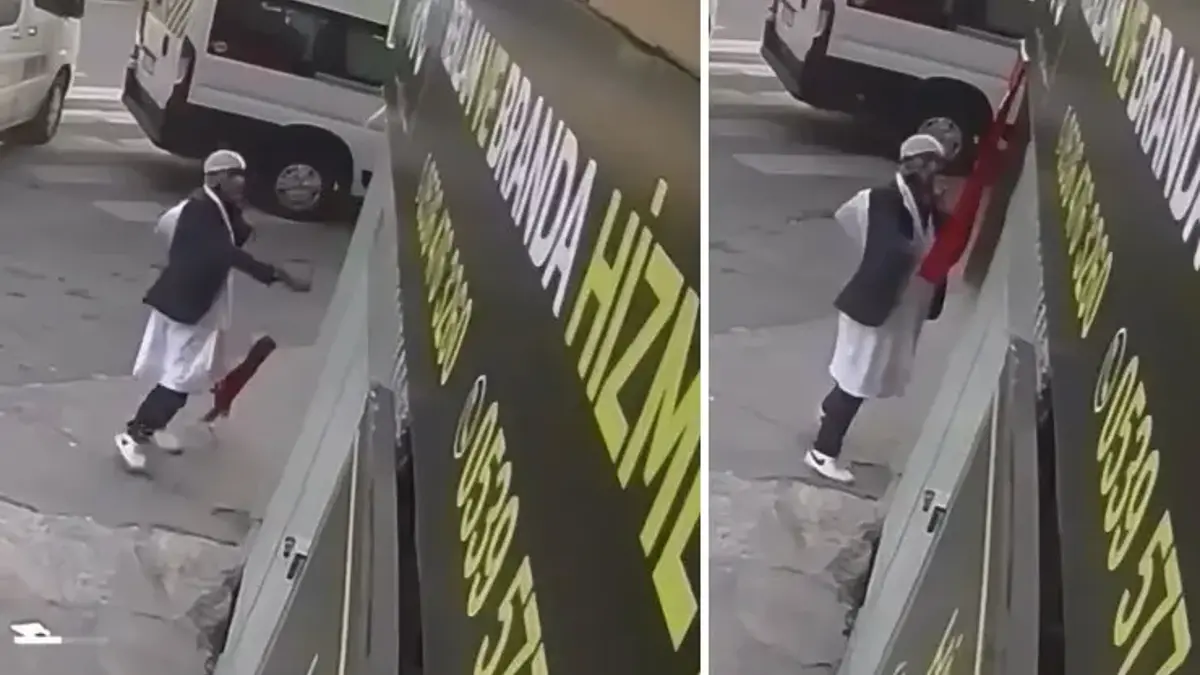 Türk bayrağına çirkin saldırı! Kameralara yakalanan şüphelinin savunması pes dedirtti