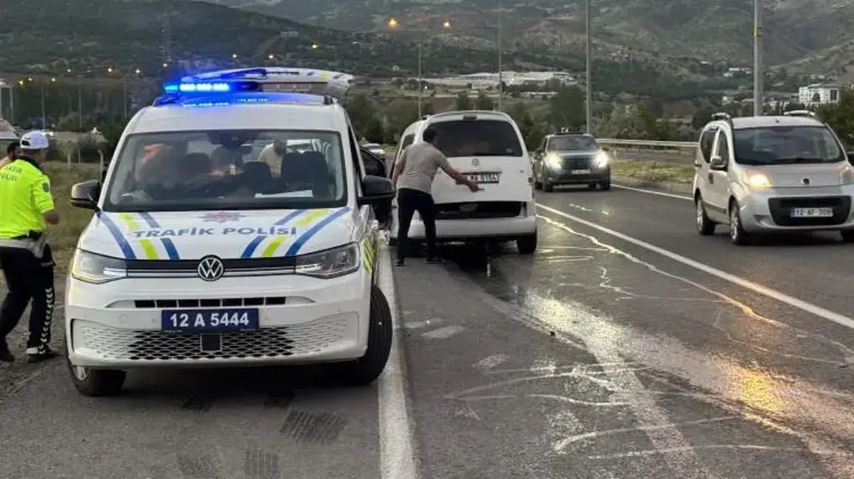 Lastiği patlayan araç refüjdeki aydınlatma direğini devirdi