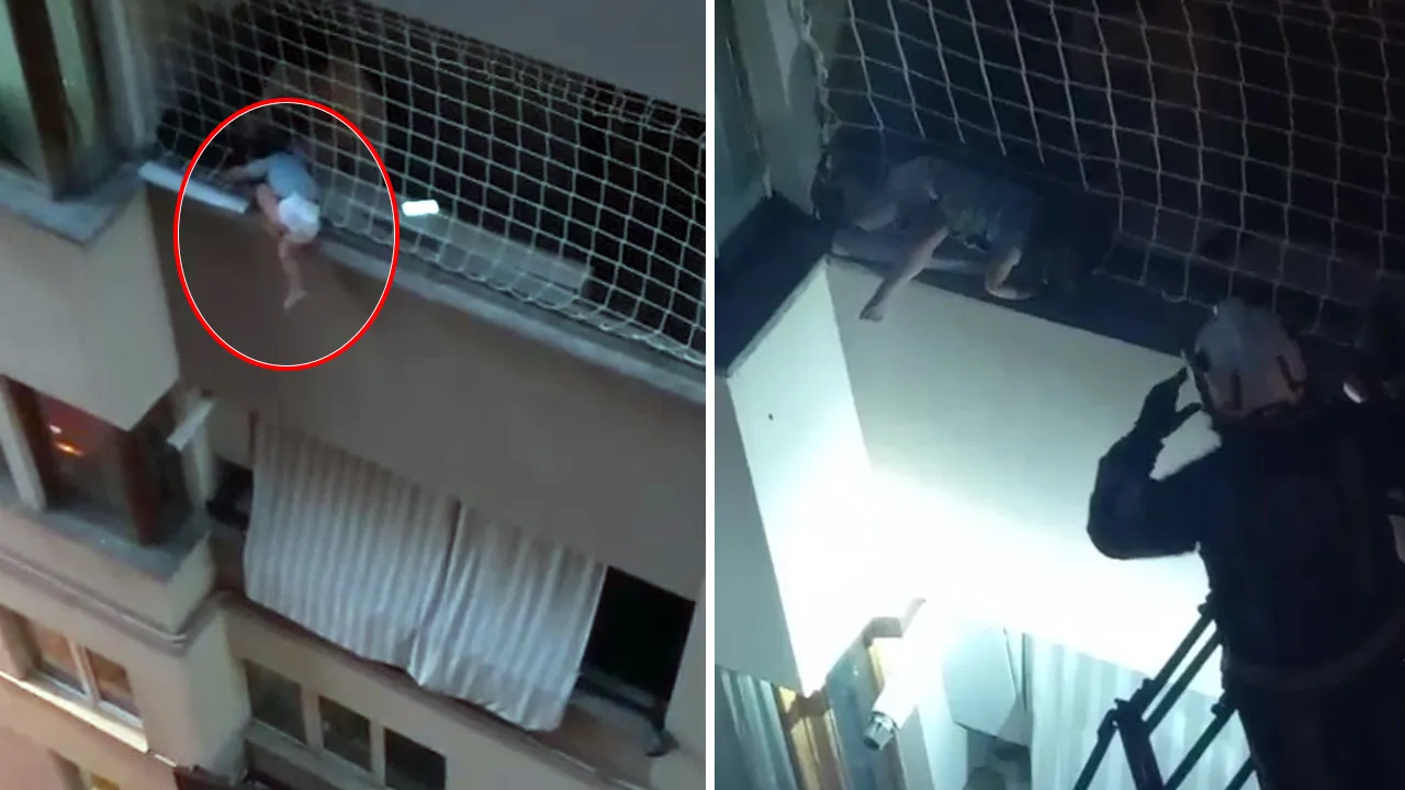 Balkon filesinde asılı kaldı! Bir annenin en zor sınavı: Ellerinden kayacaktı...