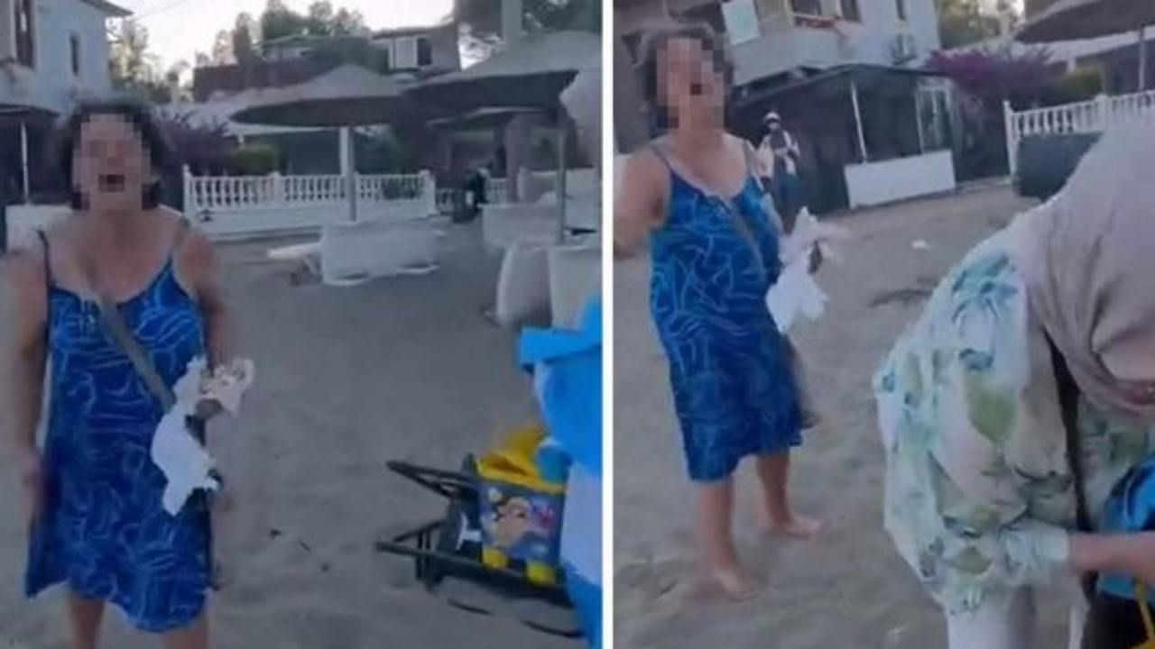 İzmir Seferihisar’da plajda oturan başörtülü anne ile kızına saldıran kadına tutuklama talebi