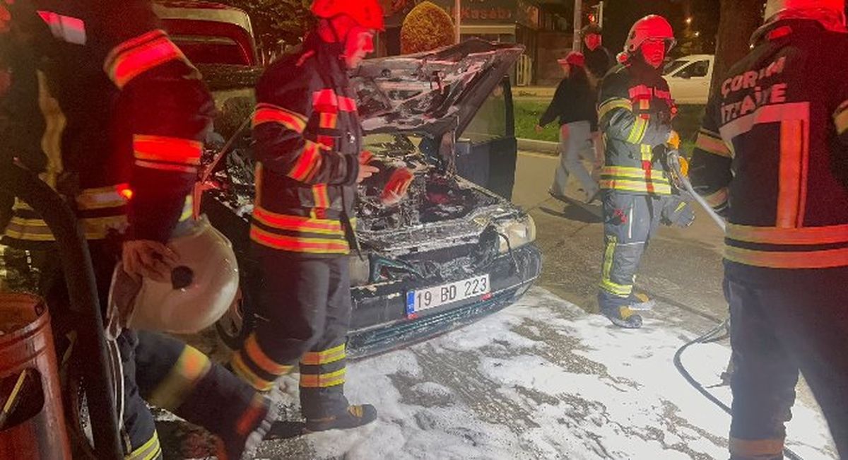Çorum'da otomobil yangını