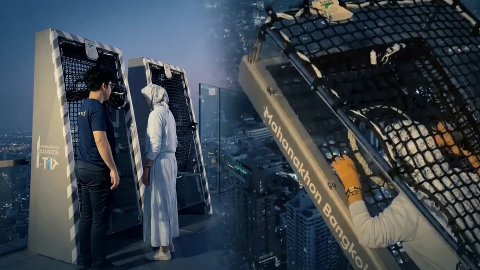 Bangkok'ta bir ilk: Gökdelenin tepesinden boşluğa sarkıtan adrenalin bombası "Mahanakhon I-Tilt" açıldı!