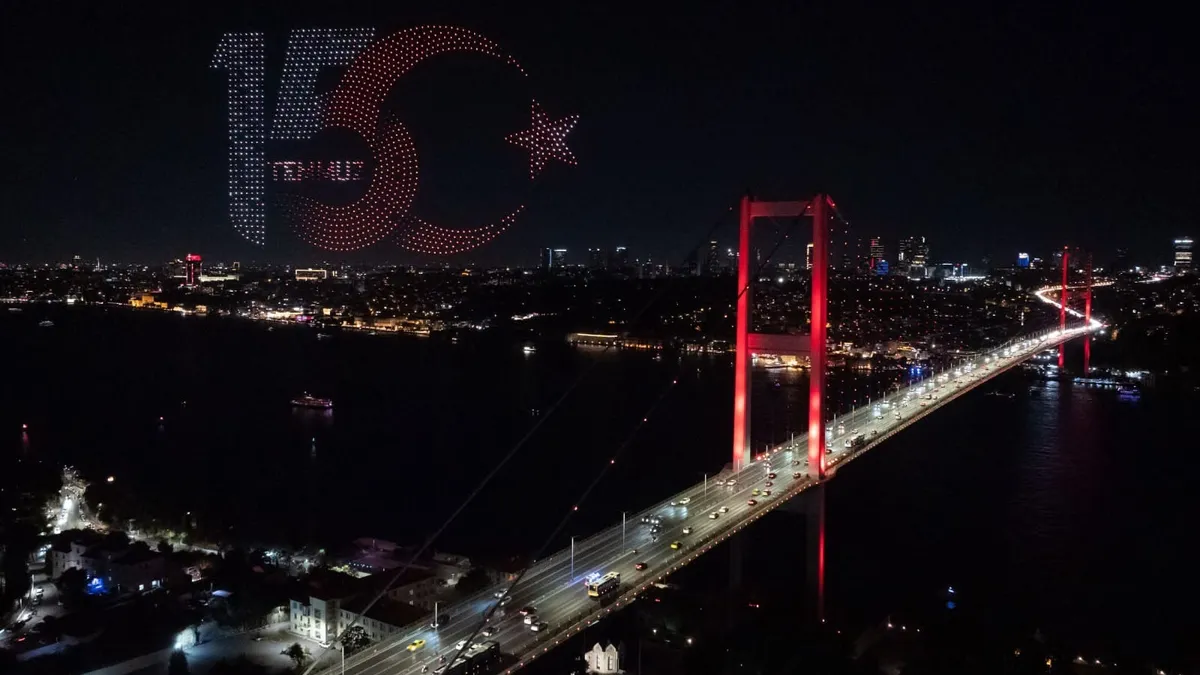 15 Temmuz Şehitler Köprüsü'nde drone gösterisi!