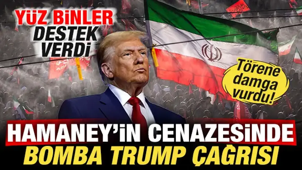 Hamaney'in cenazesine damga vurdu! Bomba Trump çağrısı! Yüz binler destek verdi
