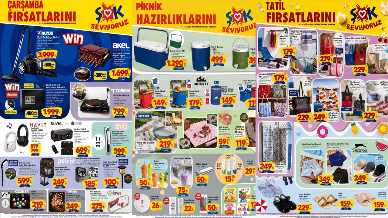 10-16 Haziran ŞOK Aktüel Ürünler Kataloğu 2026! Süpürge, kamp sandalyesi, masa elektrikli ocak ve kulaklık satışta