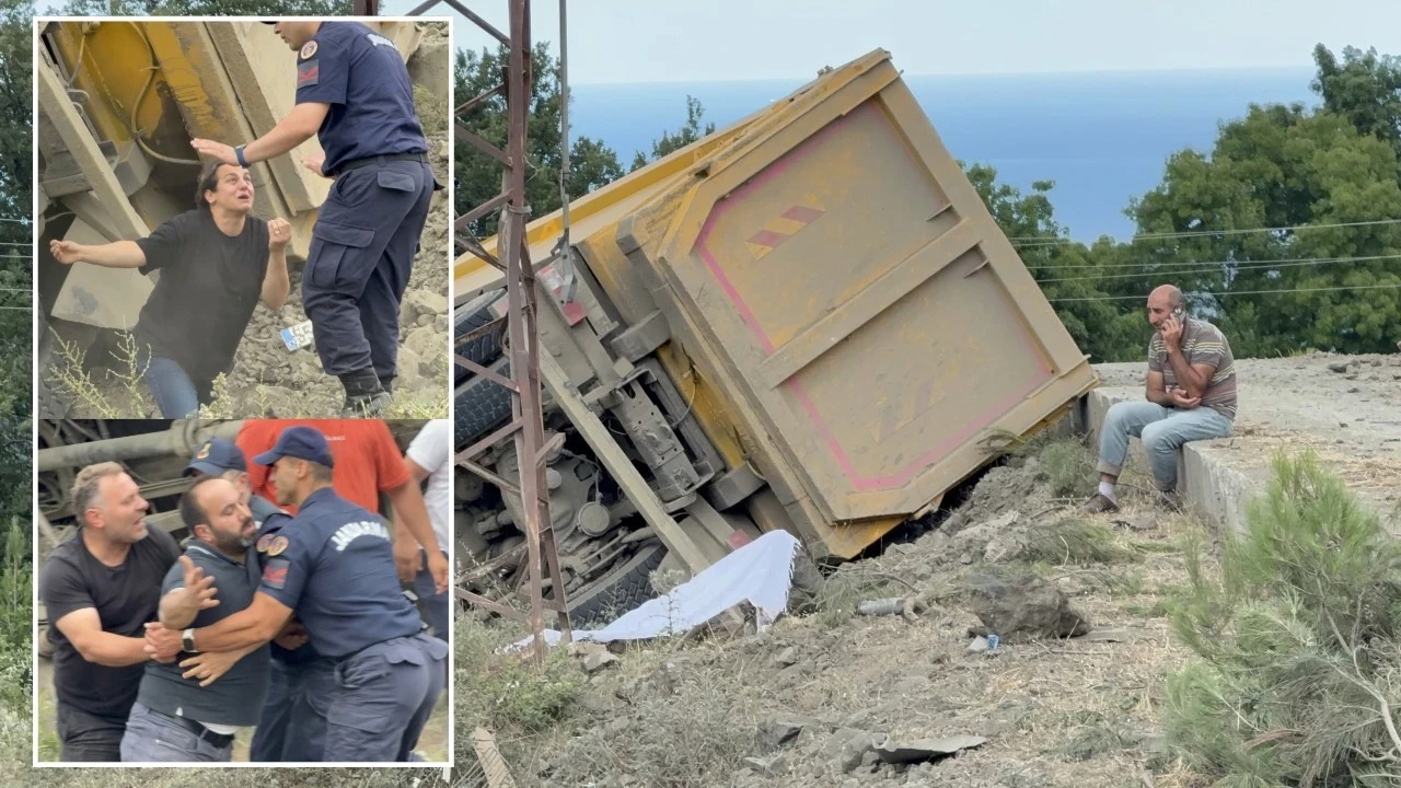 Devrilen kamyonun sürücüsü öldü! Yakınlarının feryatları yürekleri dağladı