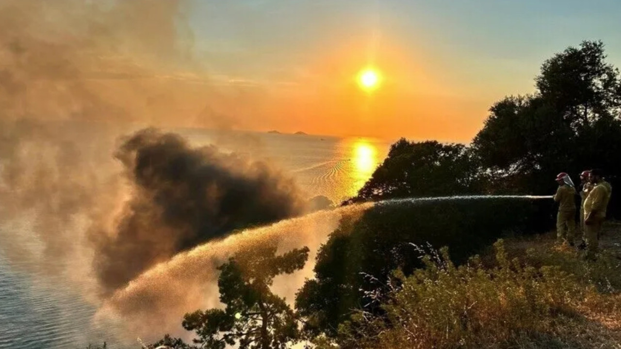 Büyükada'da yangın paniği: Plaj alevlere teslim oldu