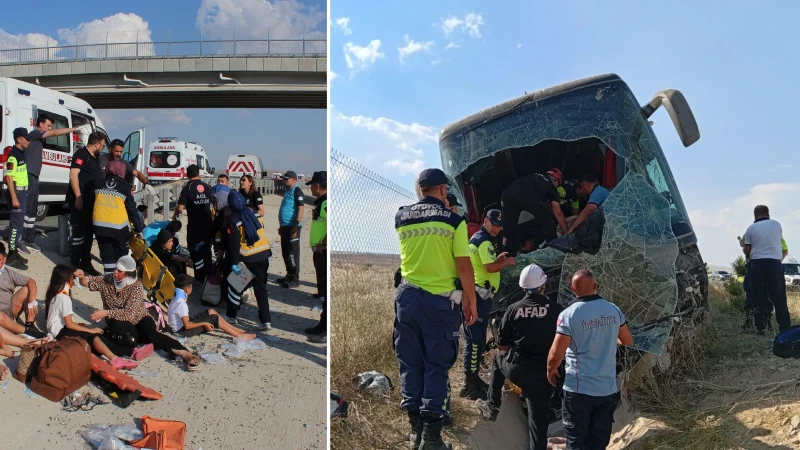 Aksaray'da can pazarı: Yolcu otobüsü yoldan çıktı, 44 kişi yaralandı