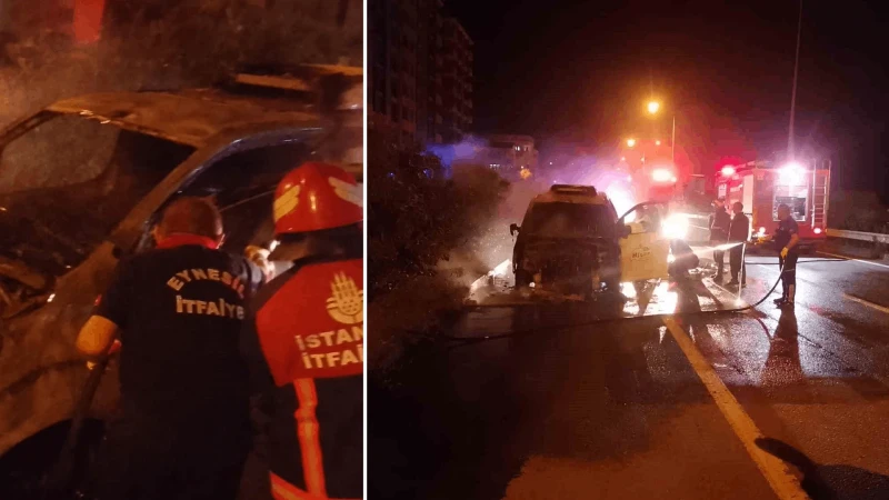 Giresun’da seyir halindeki otomobil alev alev yandı