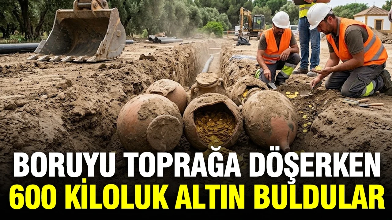 Boruyu toprağa döşerken 600 kiloluk altın buldular