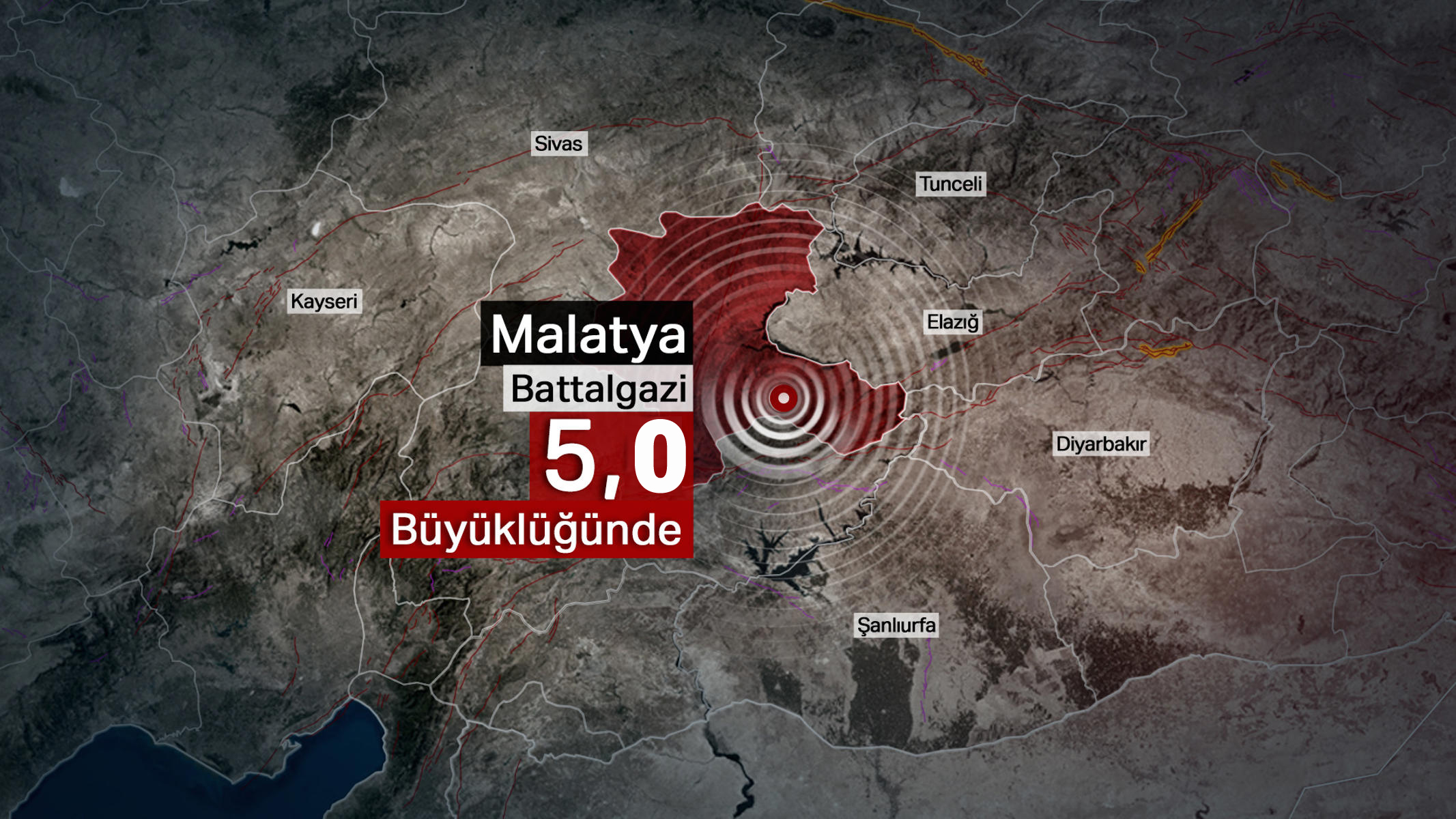 Malatya'da 5 büyüklüğünde deprem