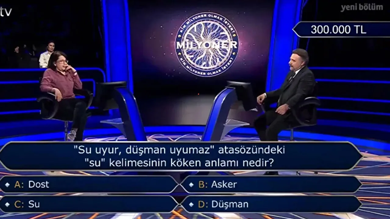 Milyoner'de dikkat çeken soru! "Su uyur düşman uyumaz'daki su kelimesinin kökeni merak konusu oldu