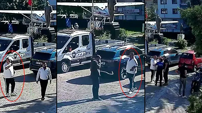 Belediye başkanına ait aracın yanında kesici aletle beklerken fark edilen şüpheli yakalandı